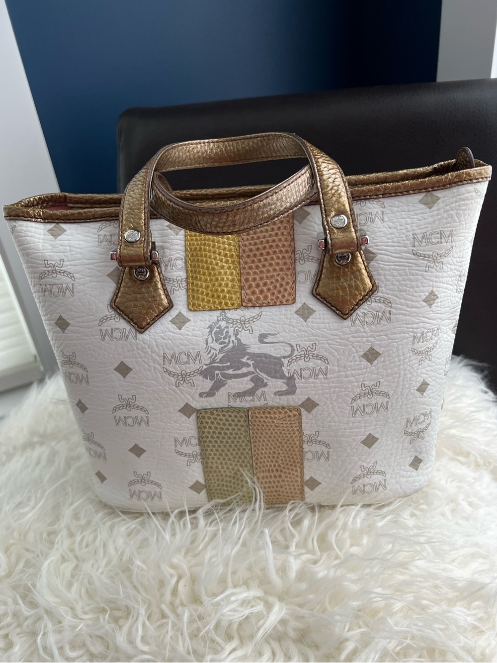 MCM Princess Lion Visetos Tote Bag